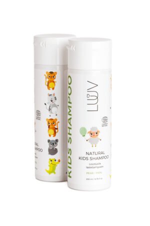 LUUV natūralus šampūnas vaikams 200 ml – švelni, ekologiška plaukų priežiūra be sulfatų.