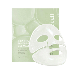 Natūrali Arocell Cica Repair Panthenol Gel Mask lakštinė veido kaukė su pantenoliu odos atstatymui.