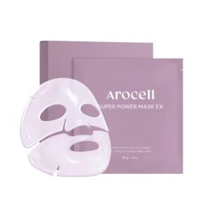 Arocell Super Power Mask EX lakštinė veido kaukė su kolagenu intensyviam drėkinimui ir odos stangrinimui.