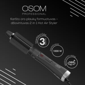 Karšto oro plaukų formuotuvas-džiovintuvas, 1000W OSOM6615 - Image 2